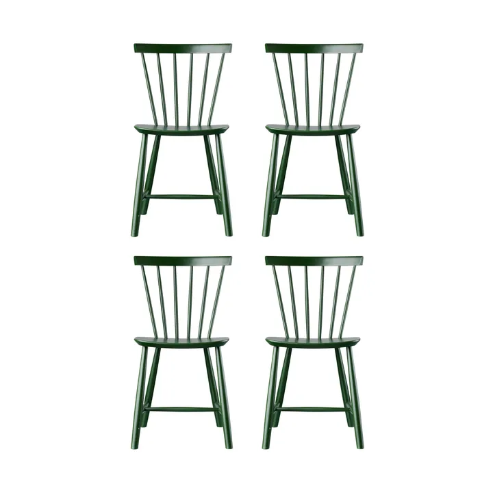 J46 chair, Beech bottle green painted, 4-pack - FDB Møbler