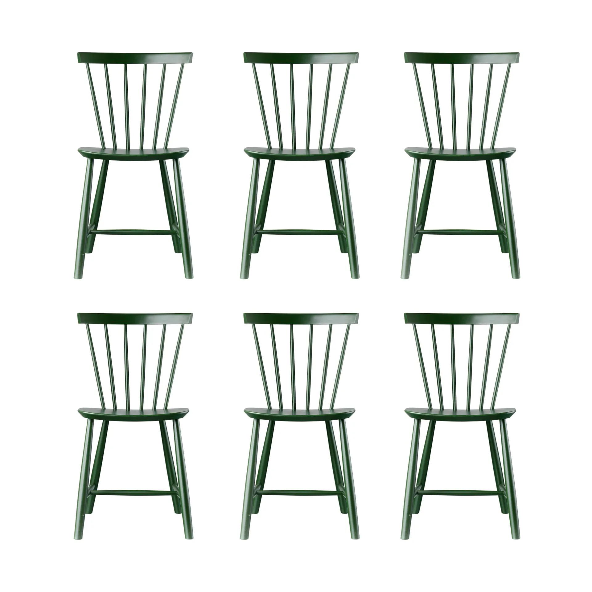 J46 chair, Beech bottle green painted, 6-pack FDB Møbler