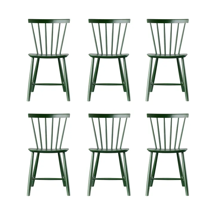 J46 chair, Beech bottle green painted, 6-pack - FDB Møbler
