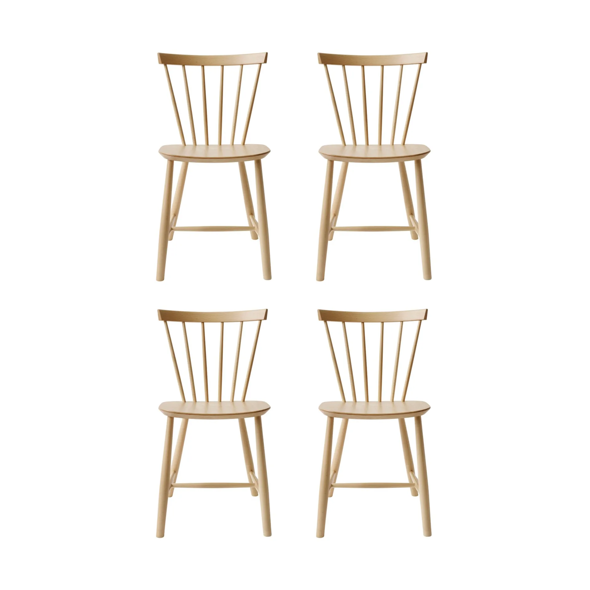 J46 chair, Beech natural lacquered, 4-pack FDB Møbler