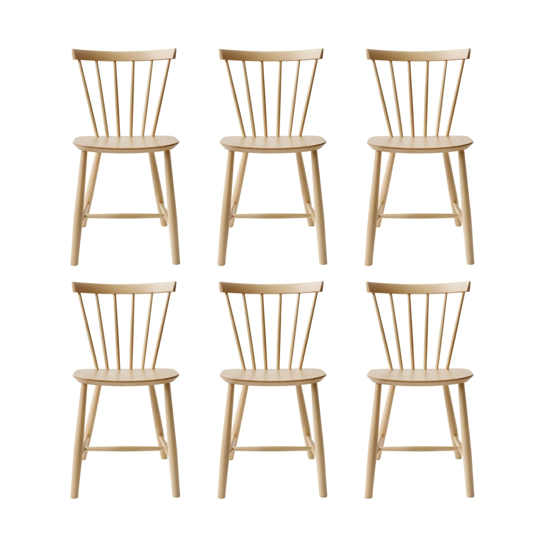 J46 chair, Beech natural lacquered, 6-pack FDB Møbler