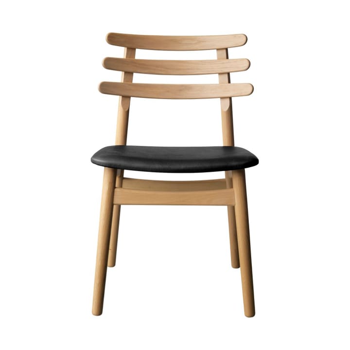 J48 chair - Oak nature lacquered-black leather - FDB Møbler