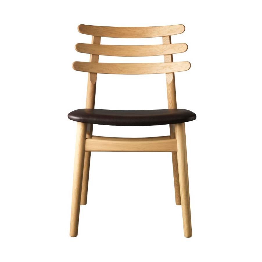 FDB Mobler J48 chair Oak nature lacquered-dark brown leather