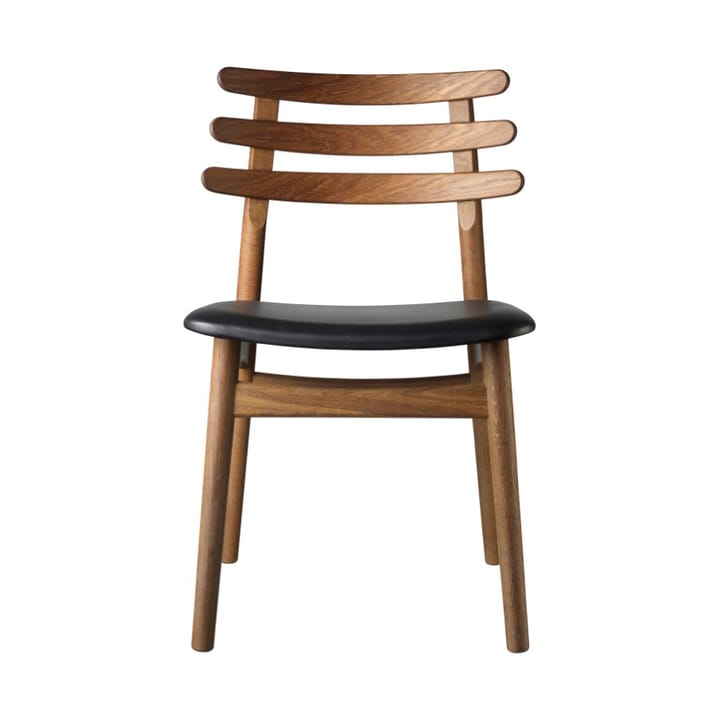 J48 chair - Smoked oak nature lacquered-black leather - FDB Møbler