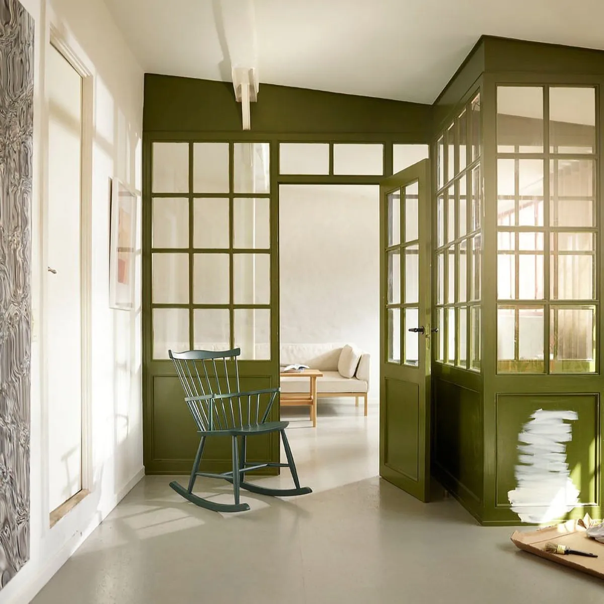 J52G rocking chair, Black green FDB Møbler