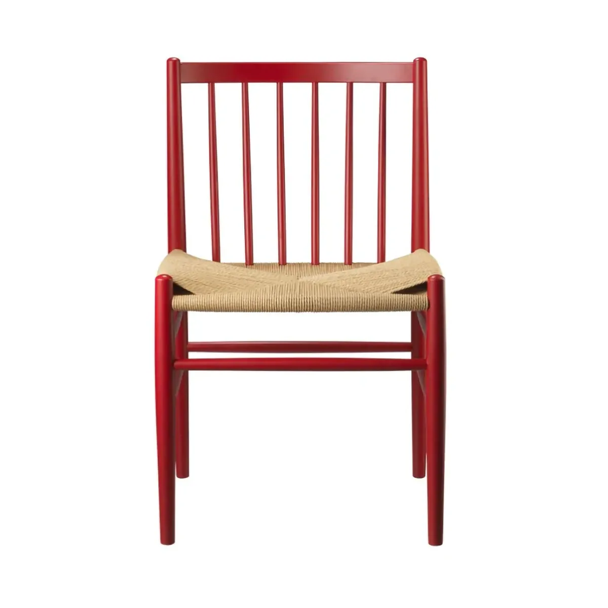 J80 chair, Ruby red beech-paper cord FDB Møbler