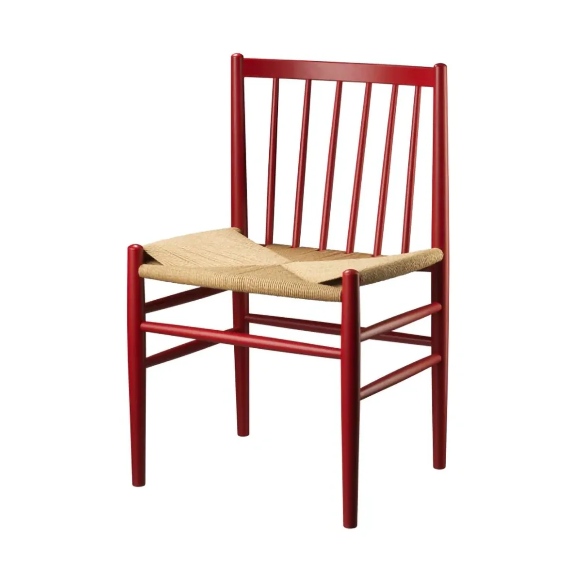 J80 chair, Ruby red beech-paper cord FDB Møbler