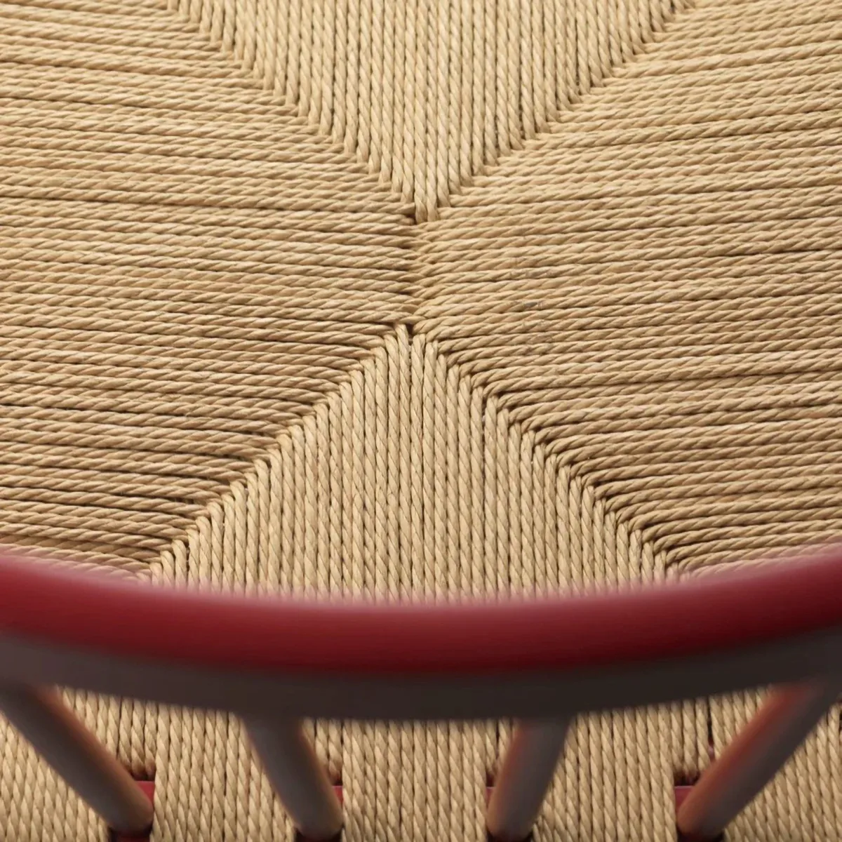 J80 chair, Ruby red beech-paper cord FDB Møbler