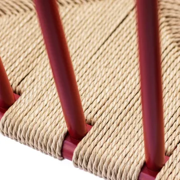J81 chair with arms - Ruby red beech-paper cord - FDB Møbler