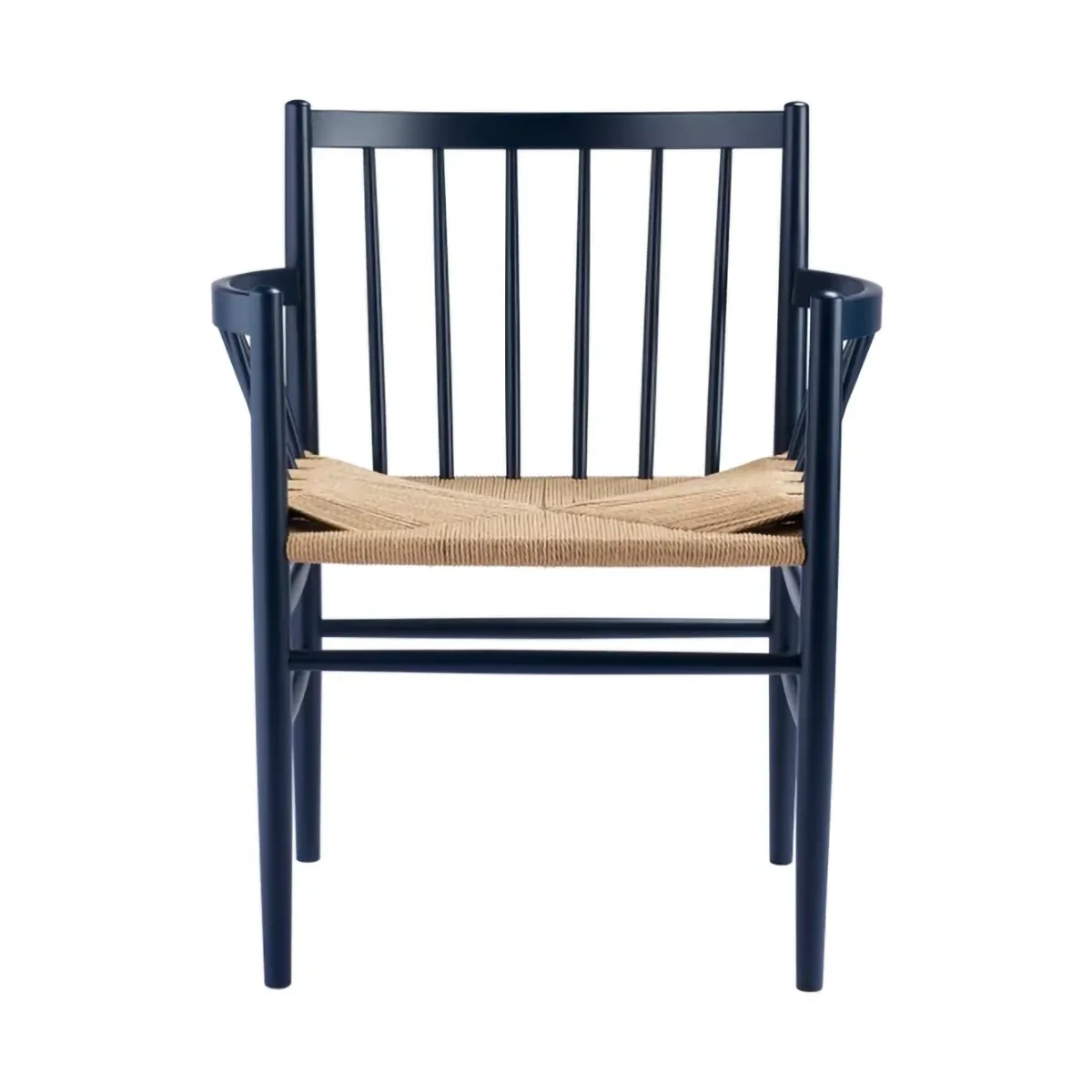 J81 chair with arms, Steel blue beech-paper cord FDB Møbler