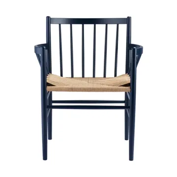 J81 chair with arms - Steel blue beech-paper cord - FDB Møbler