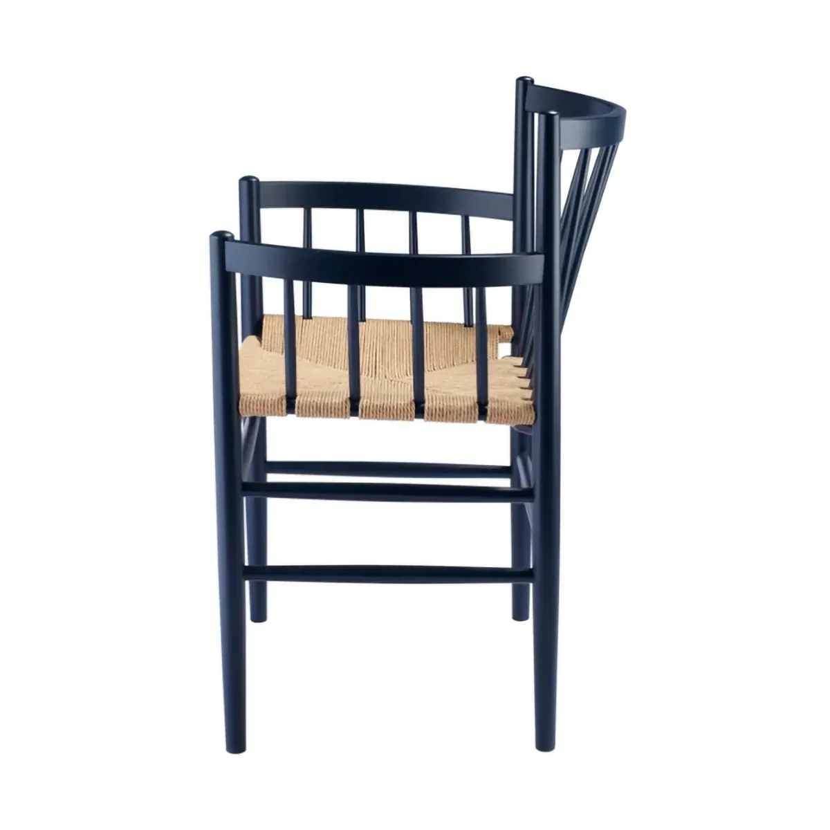 J81 chair with arms, Steel blue beech-paper cord FDB Møbler