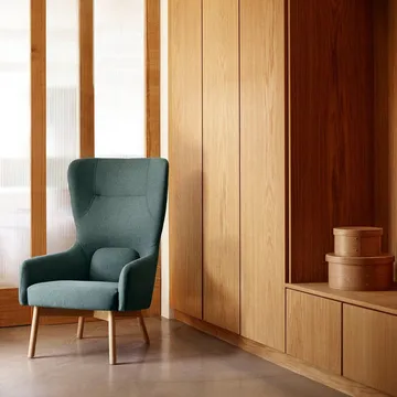 L35 Gesja Wing Chair armchair - Green-lacquered oak - FDB Møbler