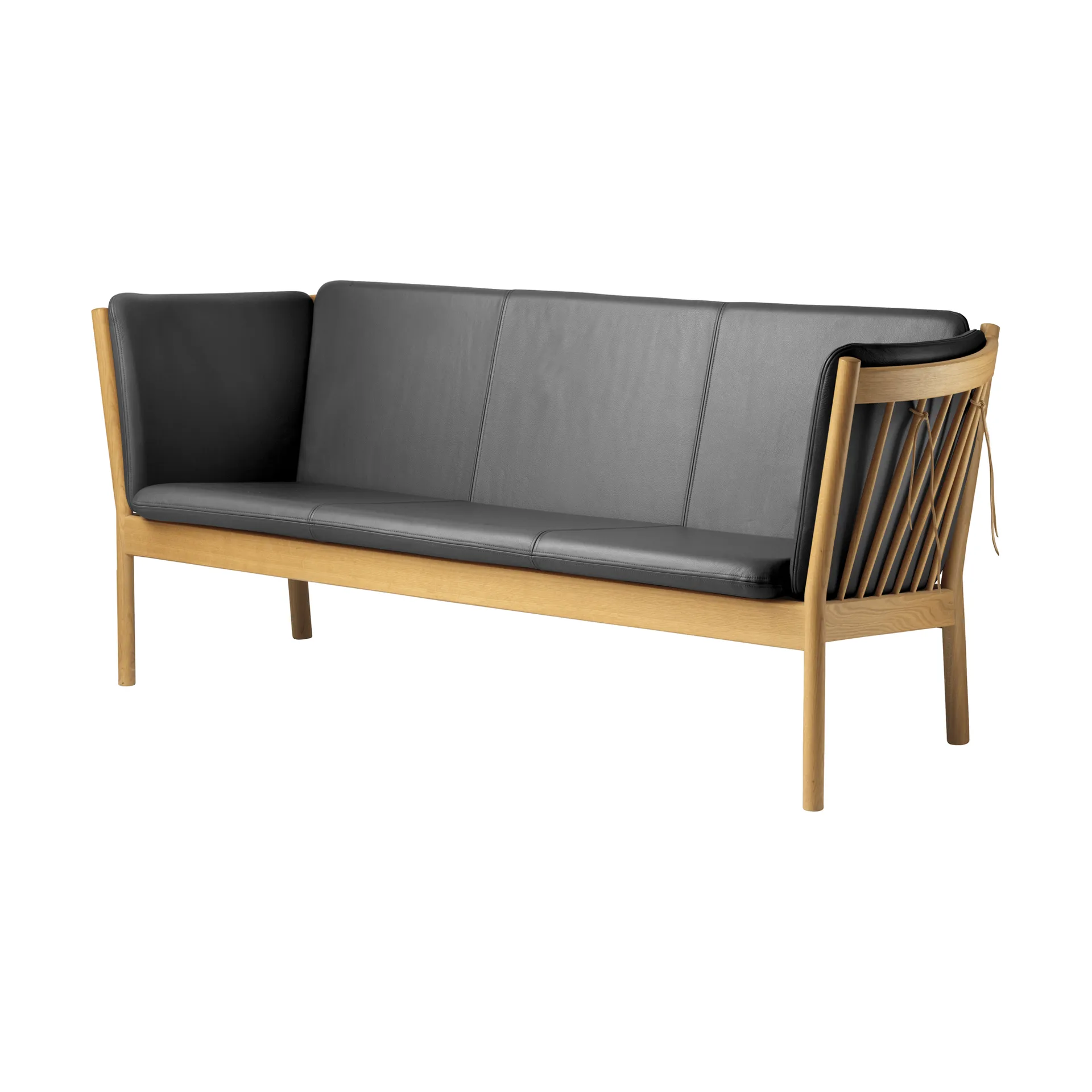 L45 MK154 sofa, Lacquered oak-leather black FDB Møbler
