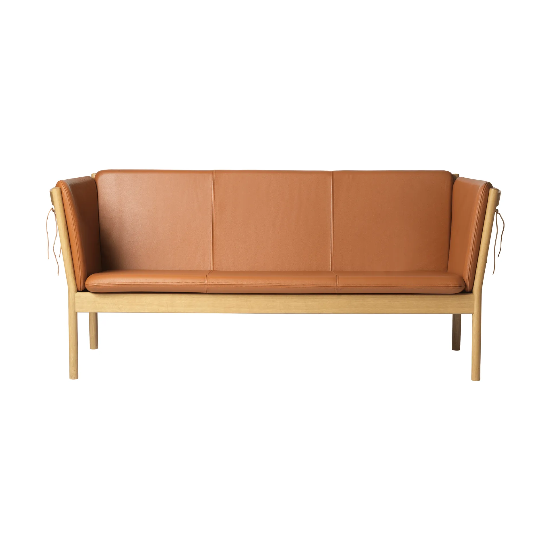 L45 MK154 sofa, Lacquered oak-leather cognac FDB Møbler