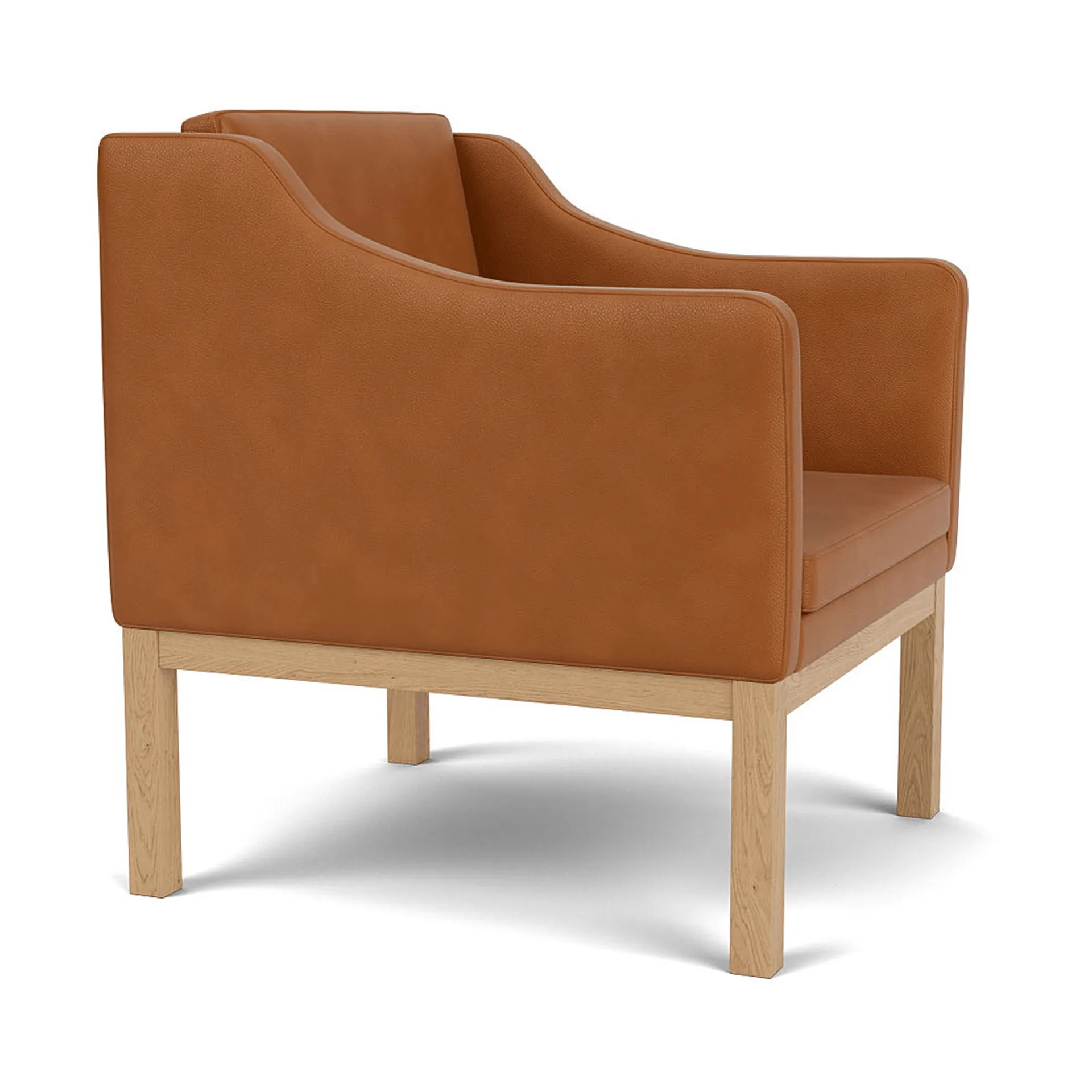 L46 MK155 armchair, Lacquered oak-leather cognac FDB Møbler
