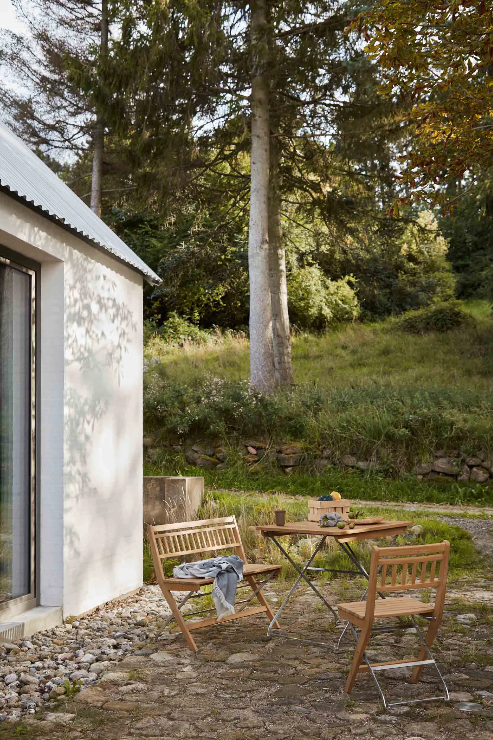 M24 Lilleø balcony bench, Teak-stainless steel FDB Møbler
