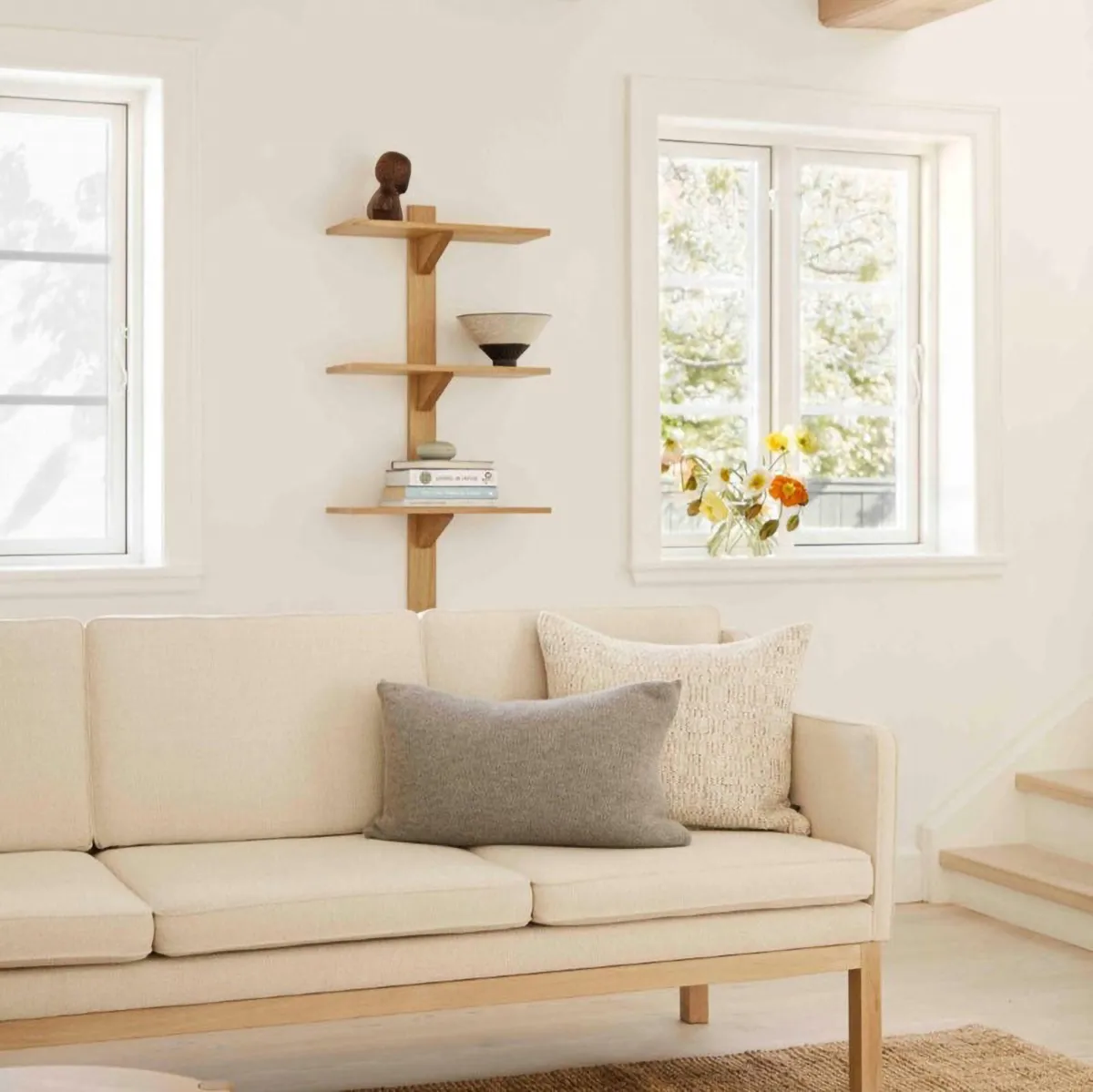 MK46 Mogens Koch 3-seater sofa, Lacquered oak-beige 90 FDB Møbler