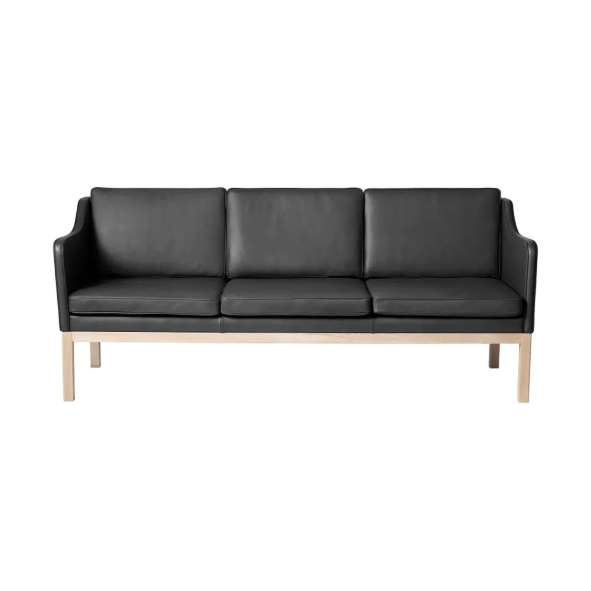 MK46 Mogens Koch 3-seater sofa, Lacquered oak-black leather FDB Møbler