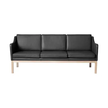 MK46 Mogens Koch 3-seater sofa - Lacquered oak-black leather - FDB Møbler