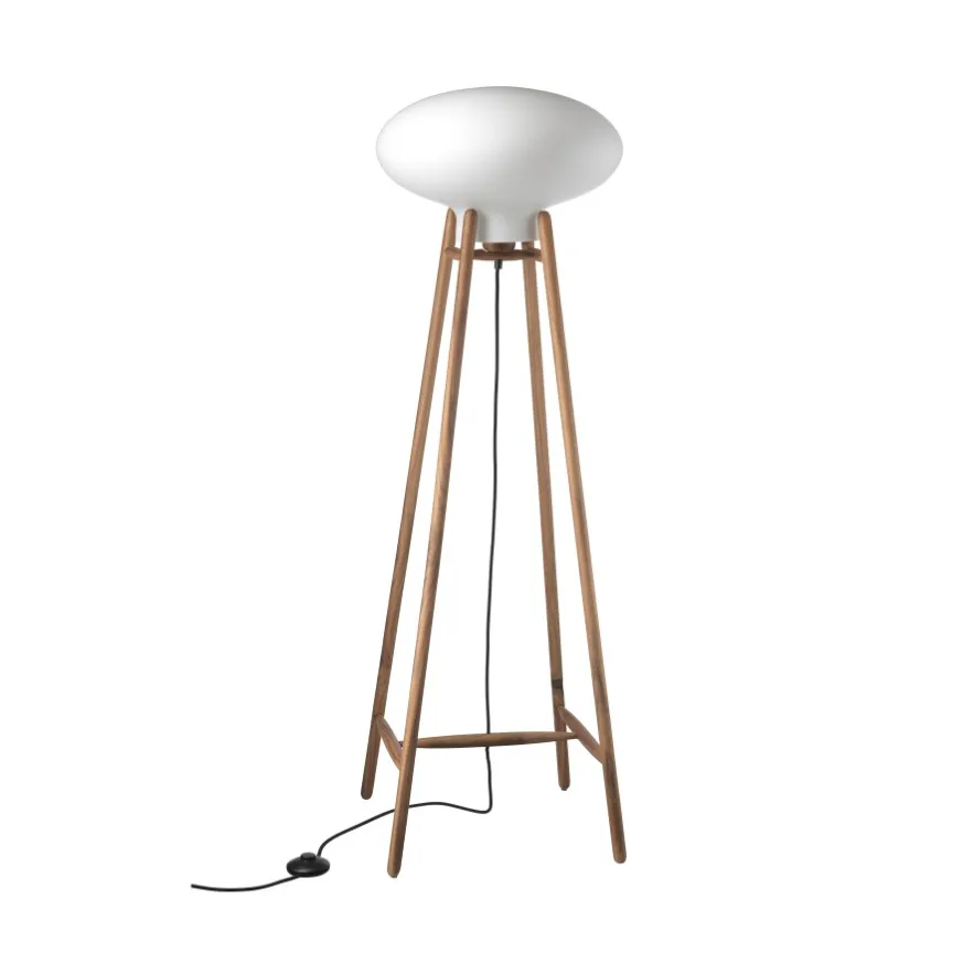 FDB Møbler U5 Hiti floor lamp Opal glass-walnut nature lacquered