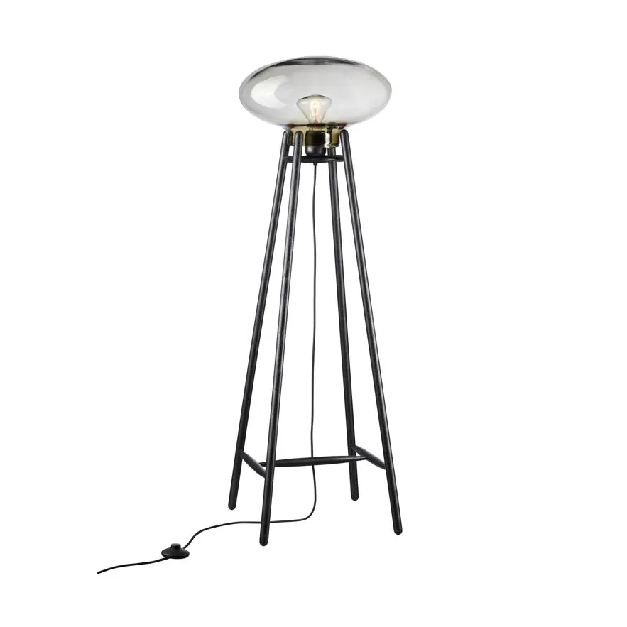 U5 Hiti floor lamp, Smokey grey-oak black painted FDB Møbler