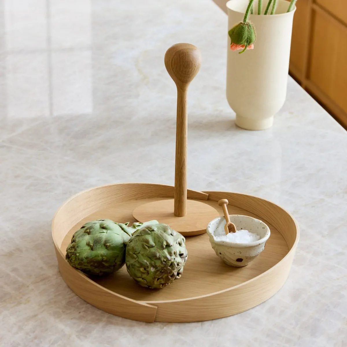 V43 Top tray Ø38 cm, Lacquered oak FDB Møbler