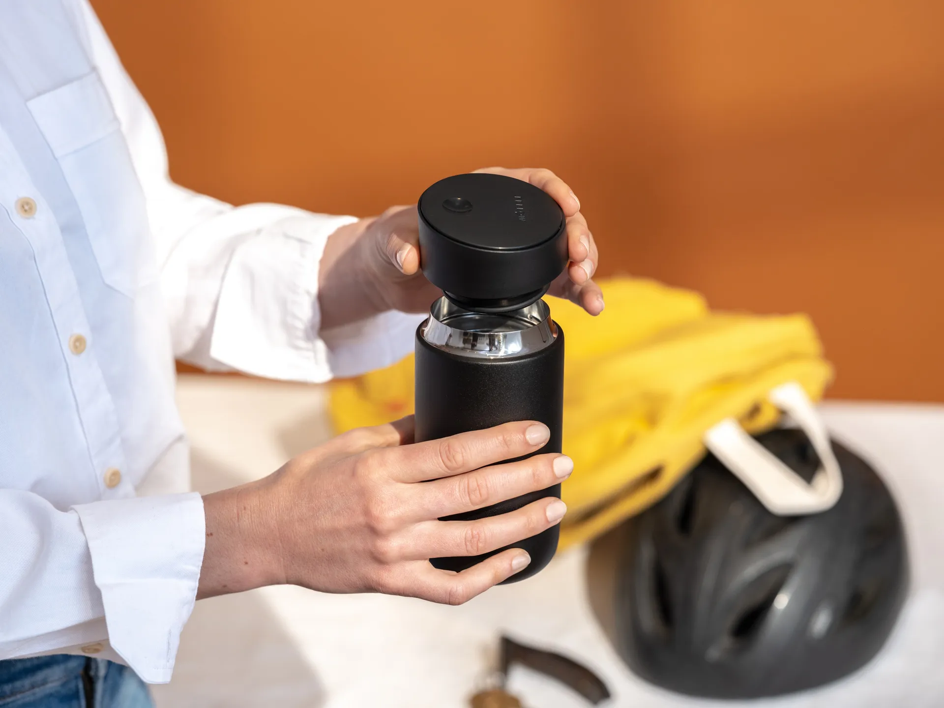 Carter thermos mug with sliding lid 35 cl, Matte black Fellow