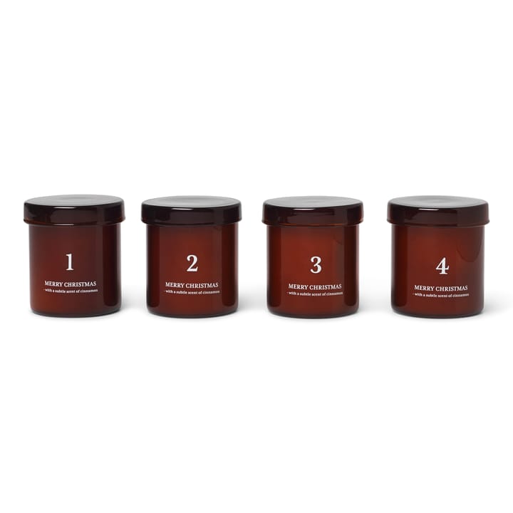 Advent candle with scent 4-pack, red brown Ferm Living