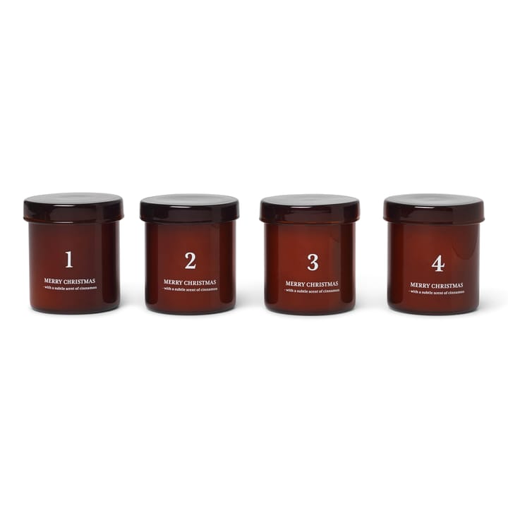 Advent candle with scent 4-pack - red brown - Ferm LIVING