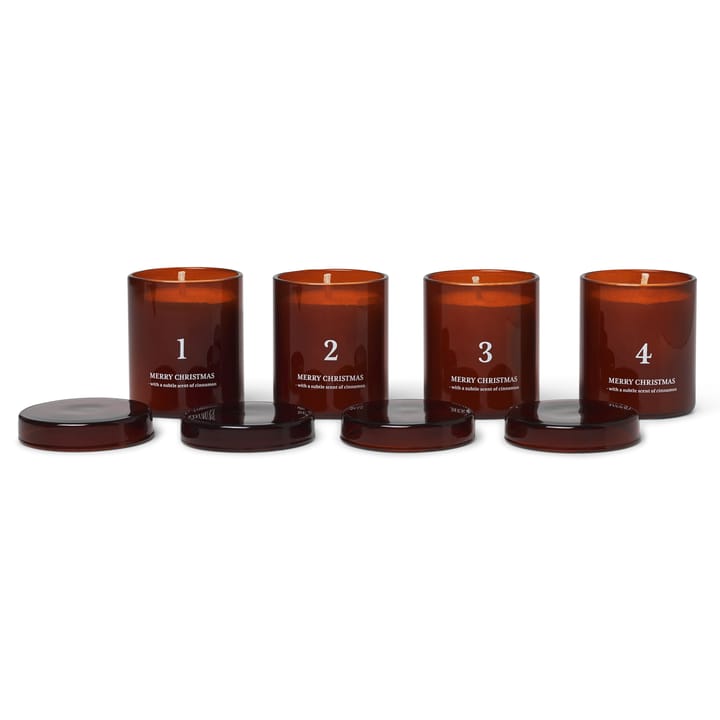 Advent candle with scent 4-pack - red brown - ferm LIVING