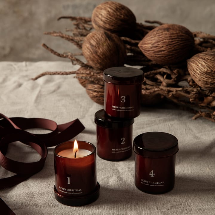 Advent candle with scent 4-pack, red brown Ferm Living