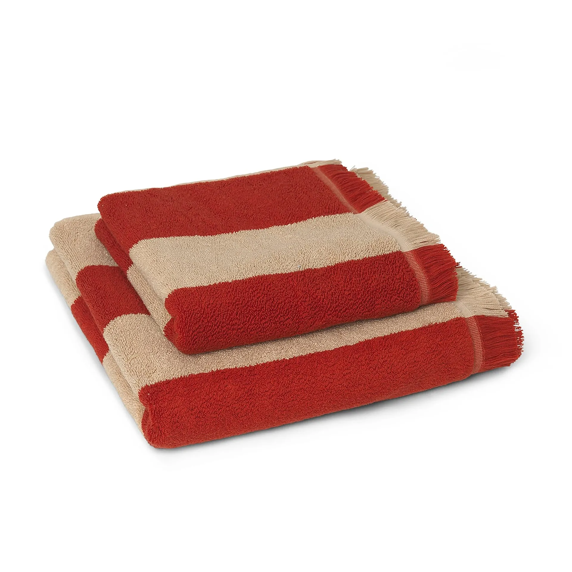 Alee towel 50x100 cm, Light camel-red Ferm Living