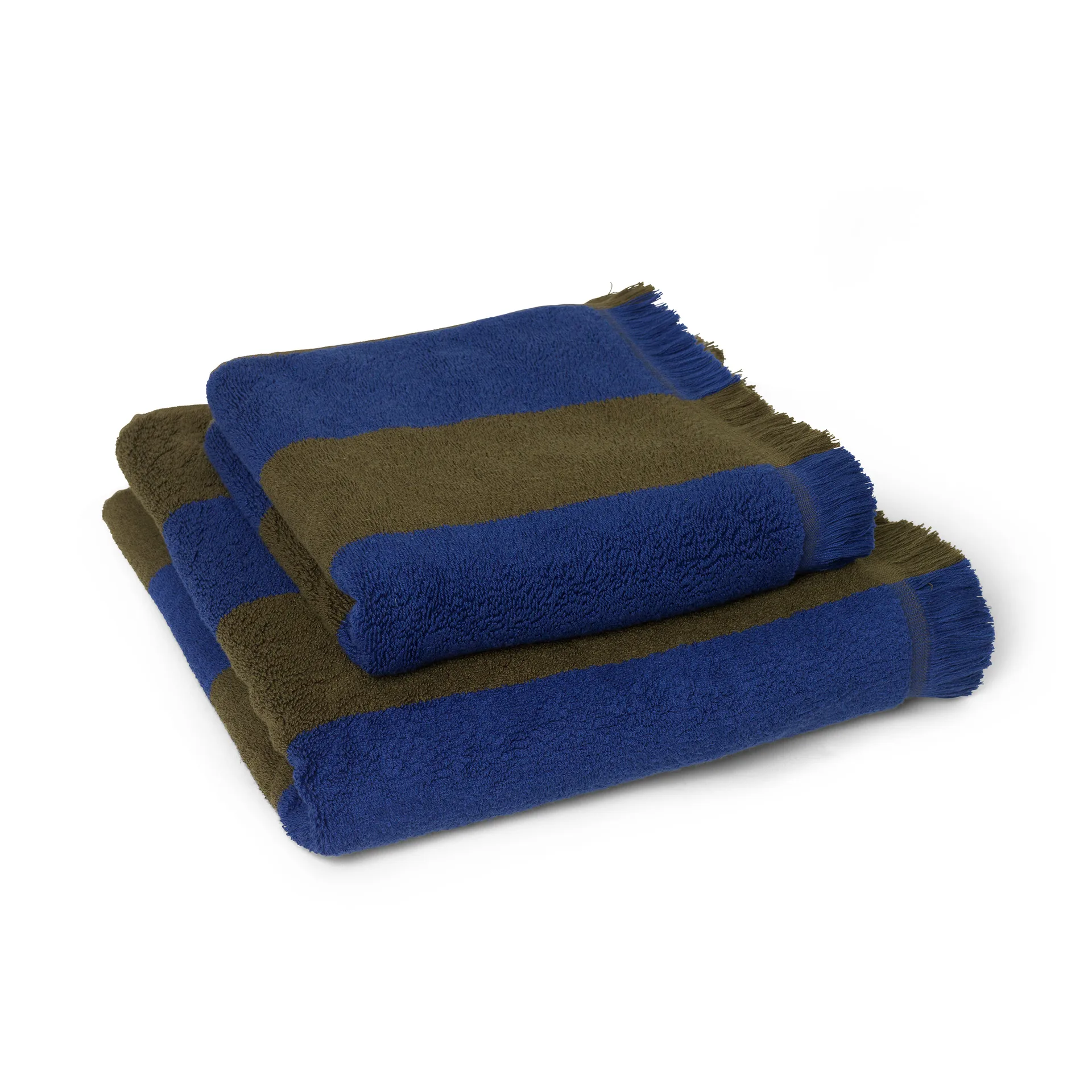 Alee towel 50x100 cm, Olive-bright blue Ferm Living