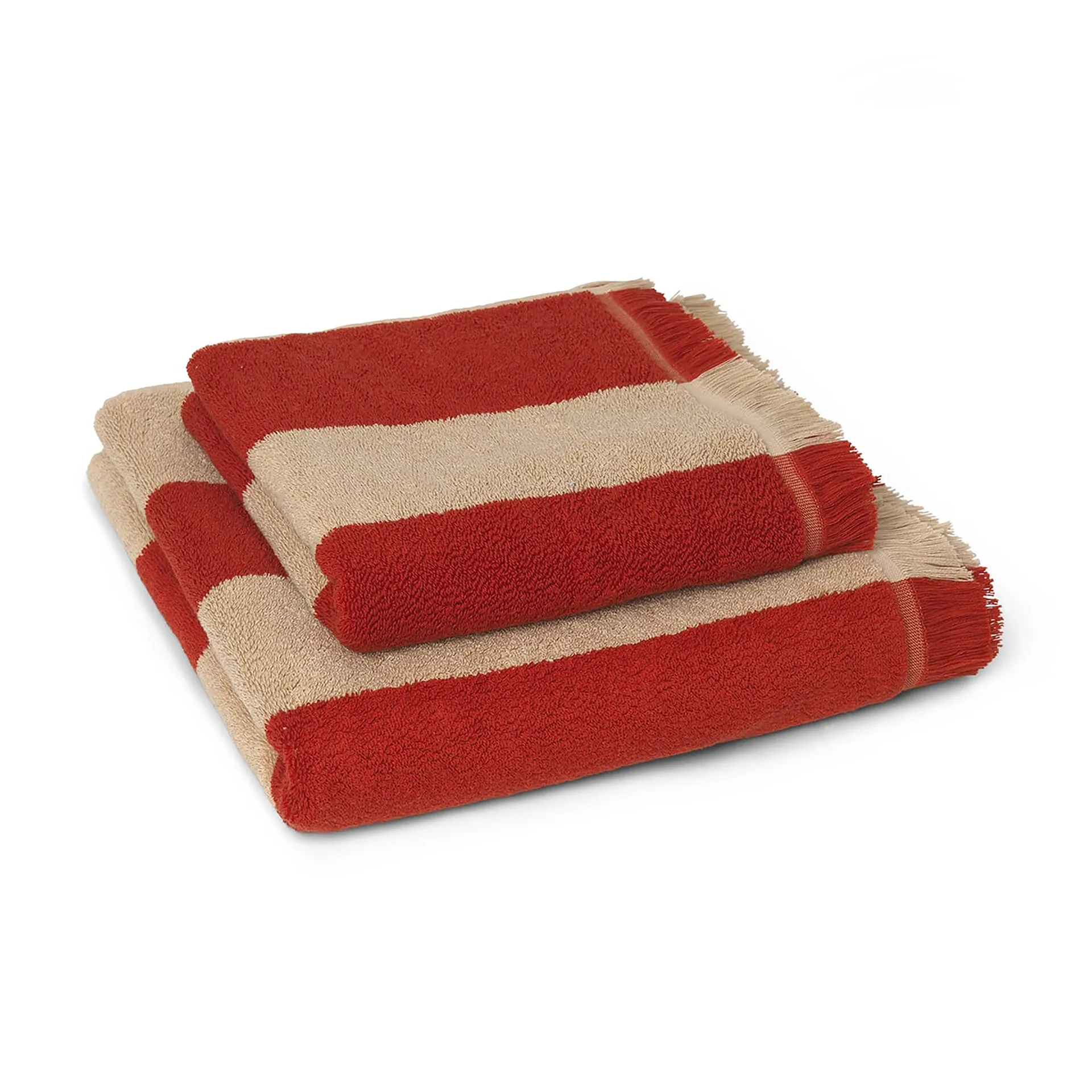 Alee towel 70x140 cm, Light camel-red Ferm Living