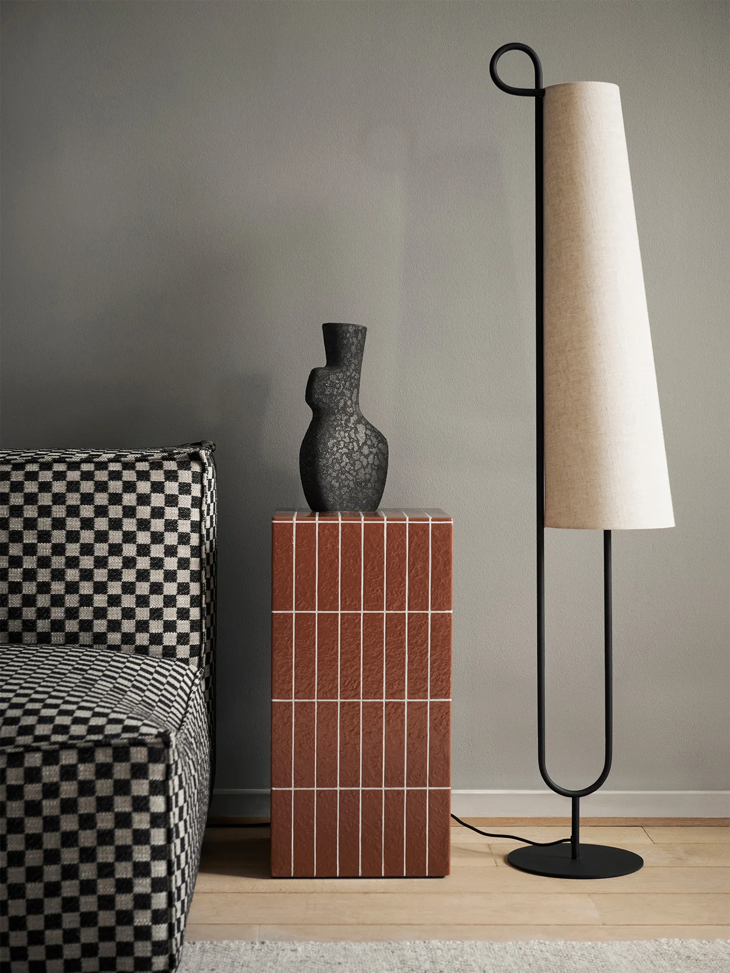 Ancora floor lamp, Black-Natural Ferm Living