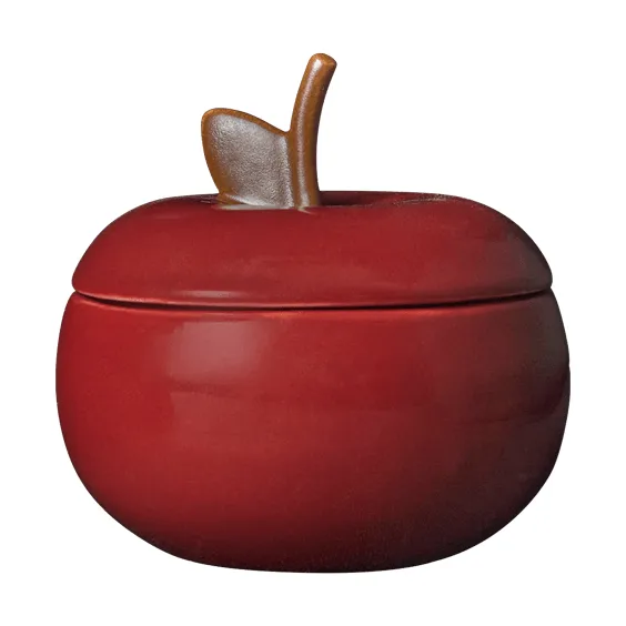 Apple ceramic bowl with lid - Deep red, Ø9.5 cm - Ferm Living