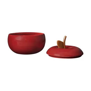 Apple ceramic bowl with lid - Deep red, Ø9.5 cm - Ferm Living