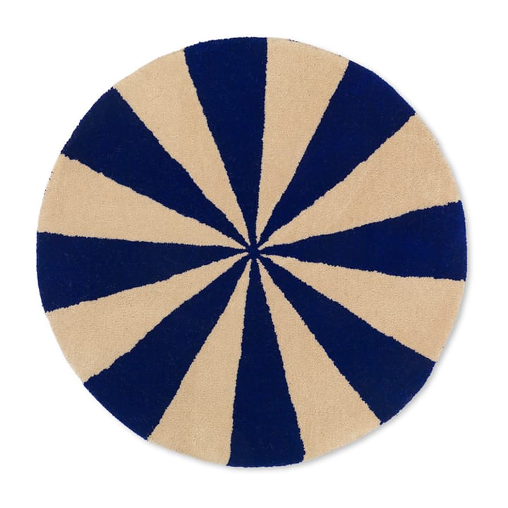 Arch hand tufted rug  Ø70 cm - Bright blue-Off white - Ferm Living