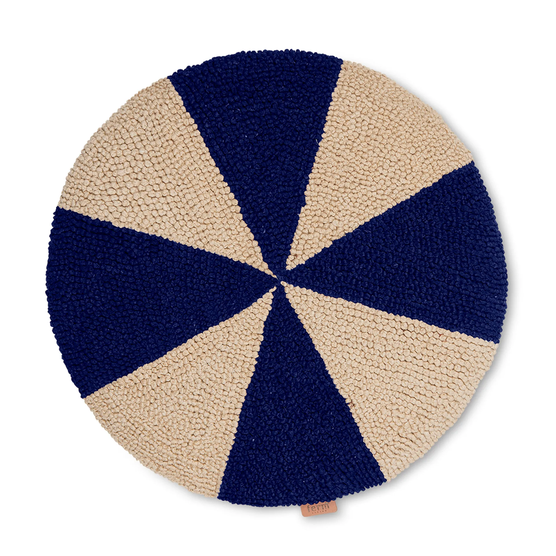 Arch round cushion Ø40 cm, Bright blue-Off white Ferm Living