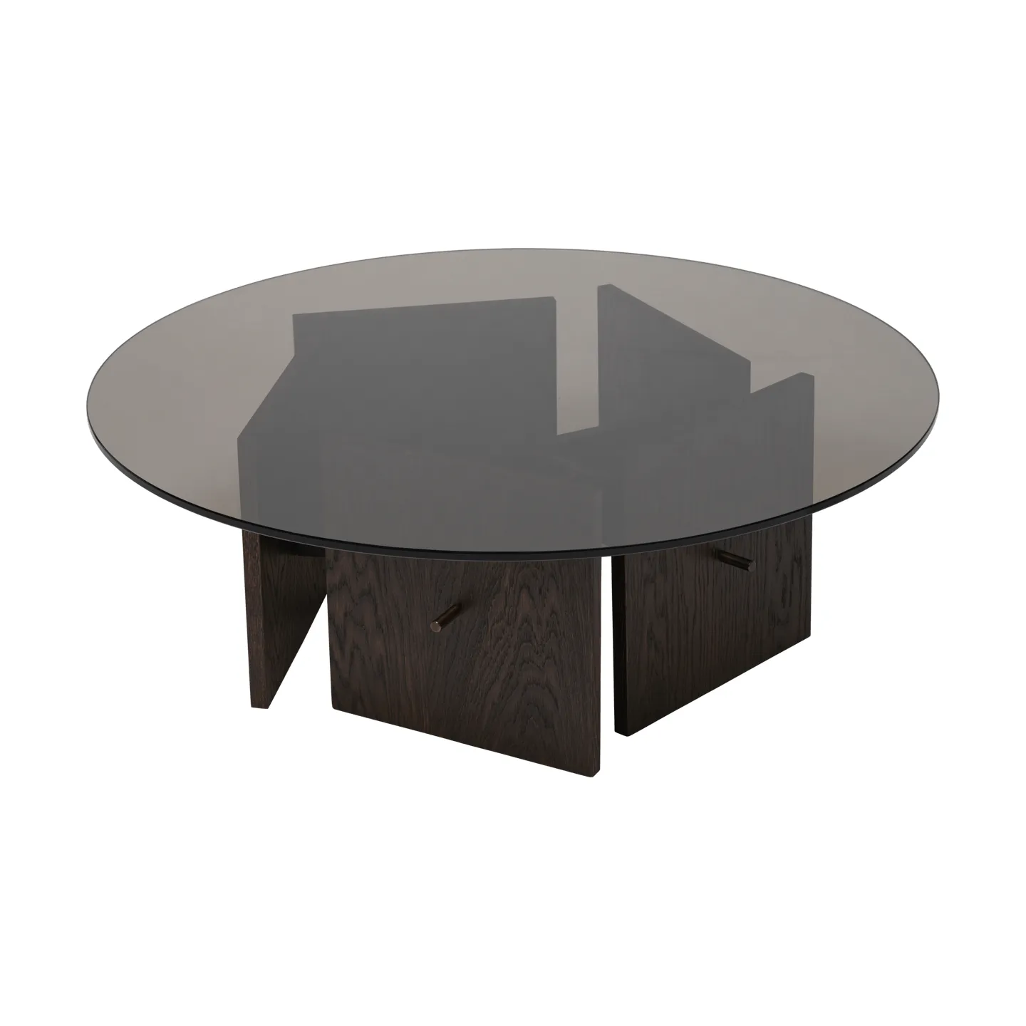 Aukko coffee table, Dark stained oak, glass, Ø90x32 cm Ferm Living