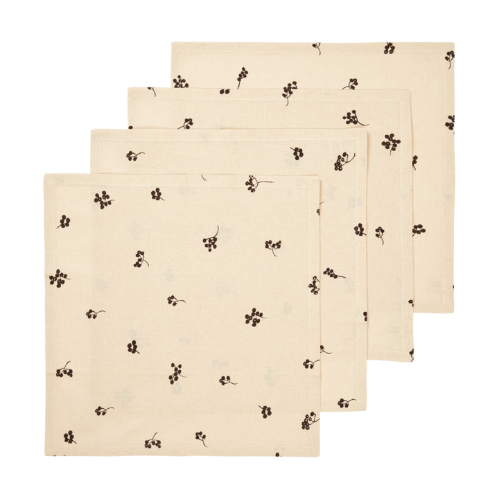 Baies cotton napkin 40x40 cm 4-pack - Natural-dark chocolate - Ferm Living