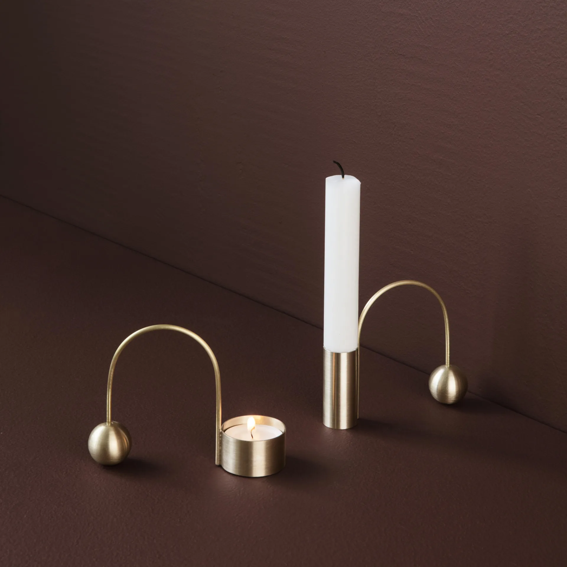 Balance brass candle holder, candle stick Ferm Living