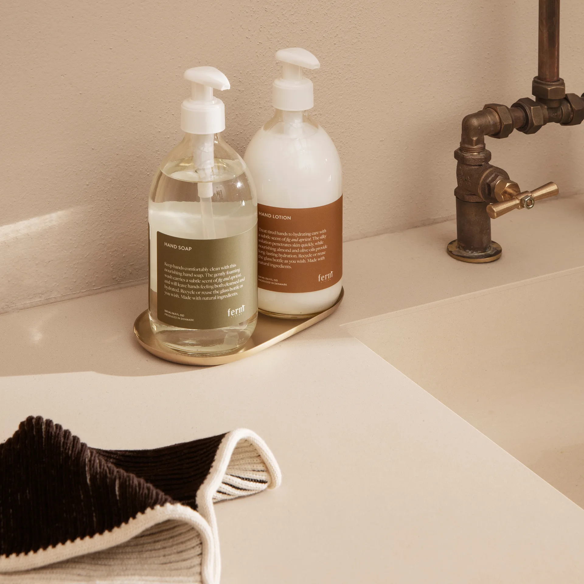 Basho tray 9x18 cm, brass Ferm Living