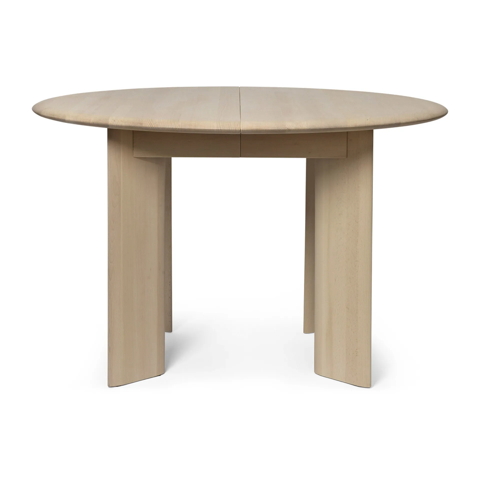 Bevel Extendable dining table incl 1 st additional disc, White Oiled Beech Ferm Living