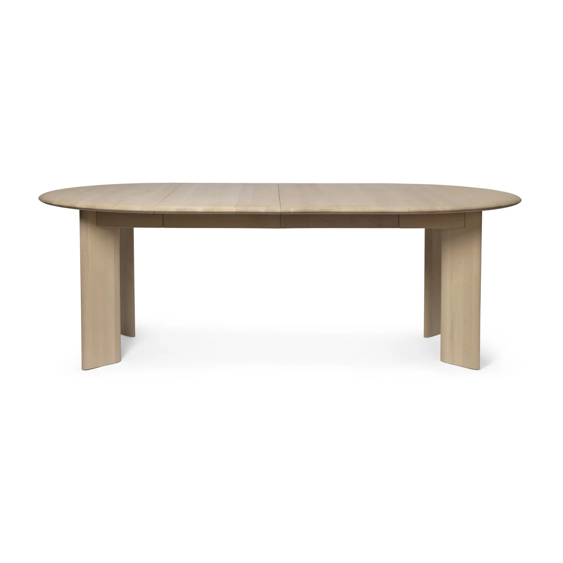 Bevel Extendable dining table incl 2 st additional discs, White Oiled Beech Ferm Living