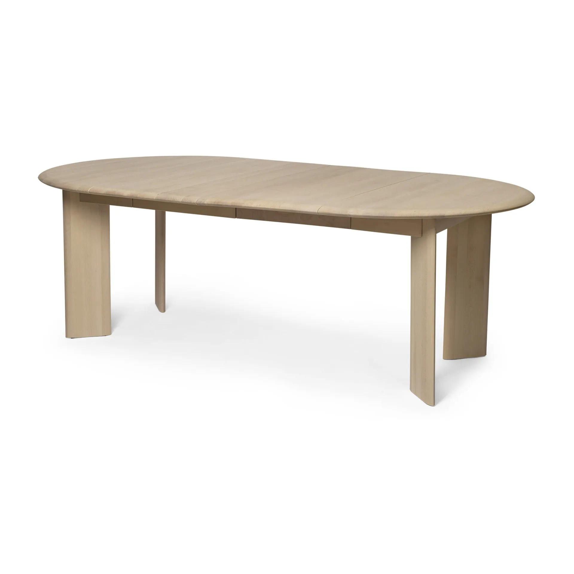 Bevel Extendable dining table incl 2 st additional discs, White Oiled Beech Ferm Living