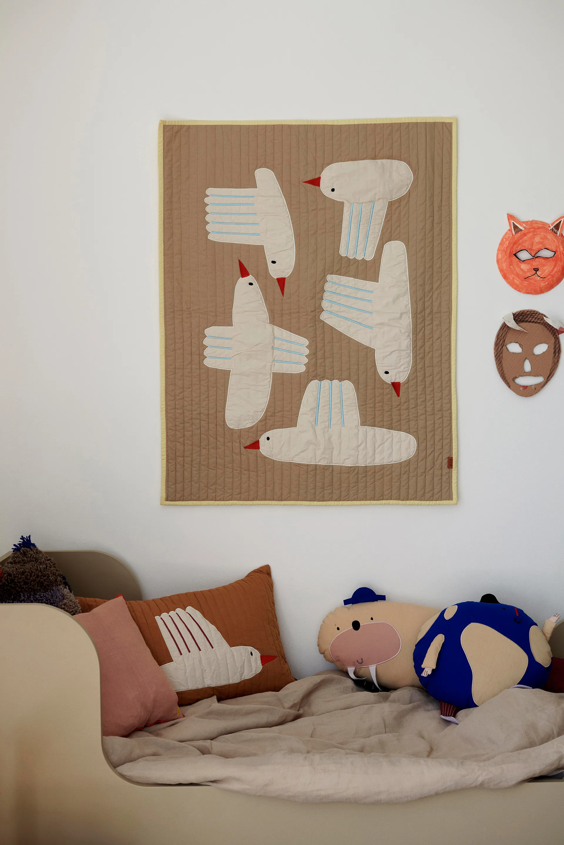 Bird quiltad throw, Beige Ferm Living