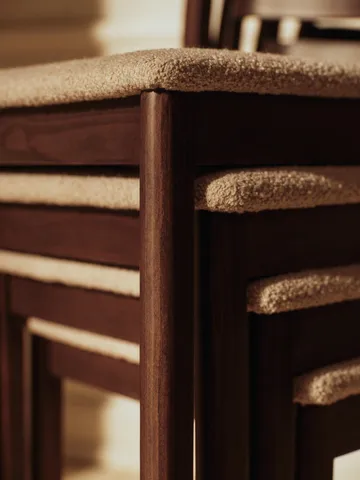 Boda chair - Upholstered seat soft bouclé, dark-stained beech-natural - Ferm Living