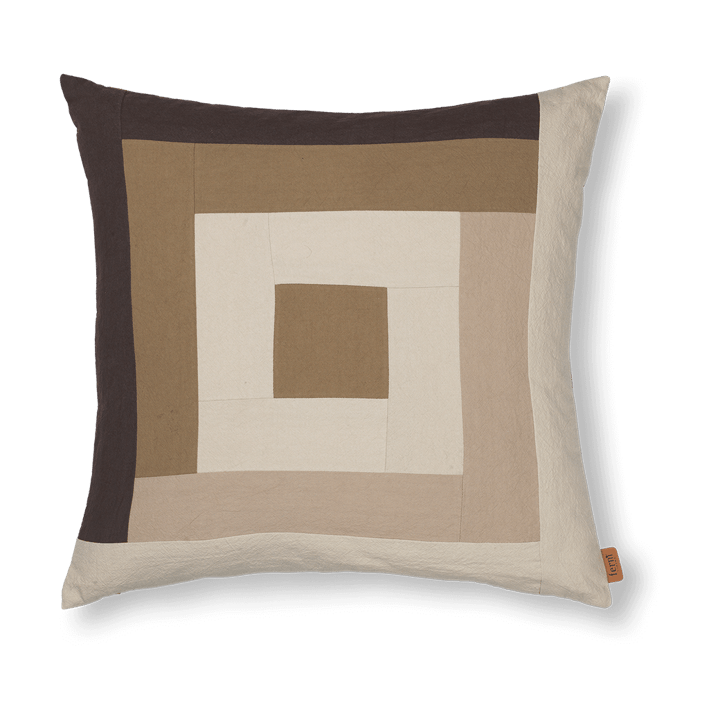 Border patchwork cushion cover 50x50 cm - Coffee-dark sand - Ferm LIVING